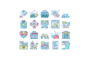 Animal Pet Shelter set Icons hand, an Object Illustration by pikepicture