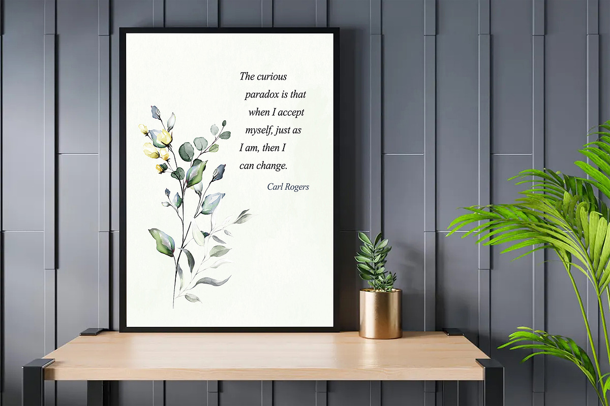 Watercolor Floral Carl Rogers Quote, a Poster Template by DesignDevisers (Photo 1 of 4)
