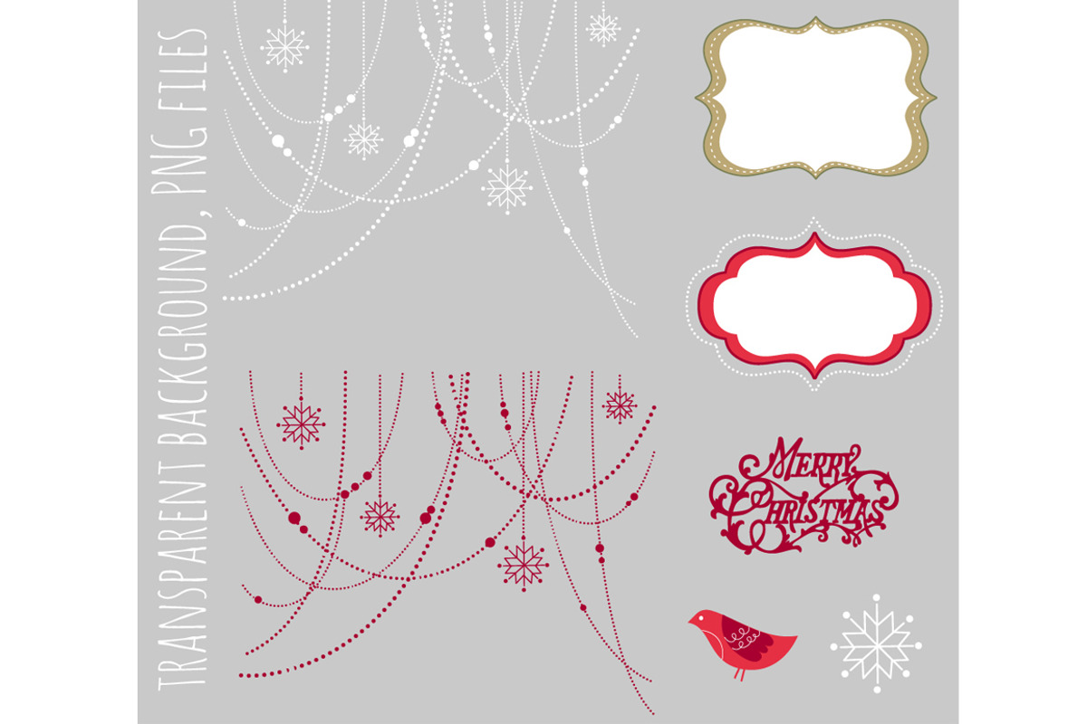 Christmas Clip Art, bird, garlands, a Decorative Illustration by GraphicMarket (Photo 2 of 3)