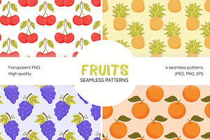 Fruity Seamless Pattern Set, a Food Illustration by Bielousova Art