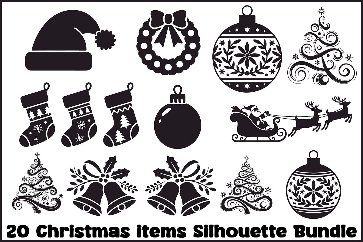 Christmas Silhouette Design Set, an Illustration by BIPLOB EXPERT