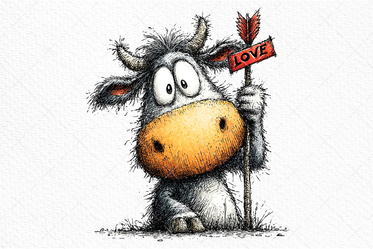 Funny Peeking Valentine Cow Clipart, an Illustration by Craft Nest (Photo 9 of 11)