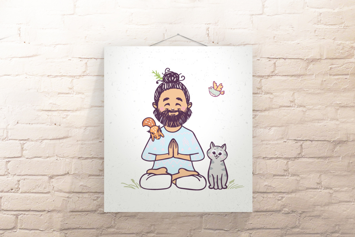 yoga man with animals, an Animal Illustration by JulianArt (Photo 2 of 7)