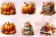 Watercolor Autumn Pumpkin Clipart Bu, an Illustration by SVGArt (Thumbnail 4 of 8)