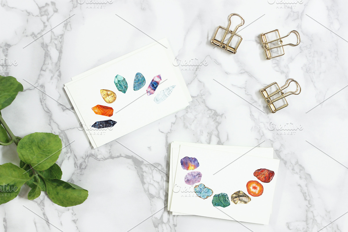 Watercolor crystals & chakra stones, a Texture Illustration by Alena Solonshchikova (Photo 8 of 9)
