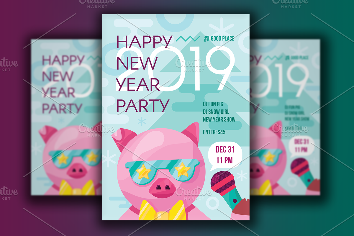 2019 Happy New Year Poster, a Flyer Template by barsrsind