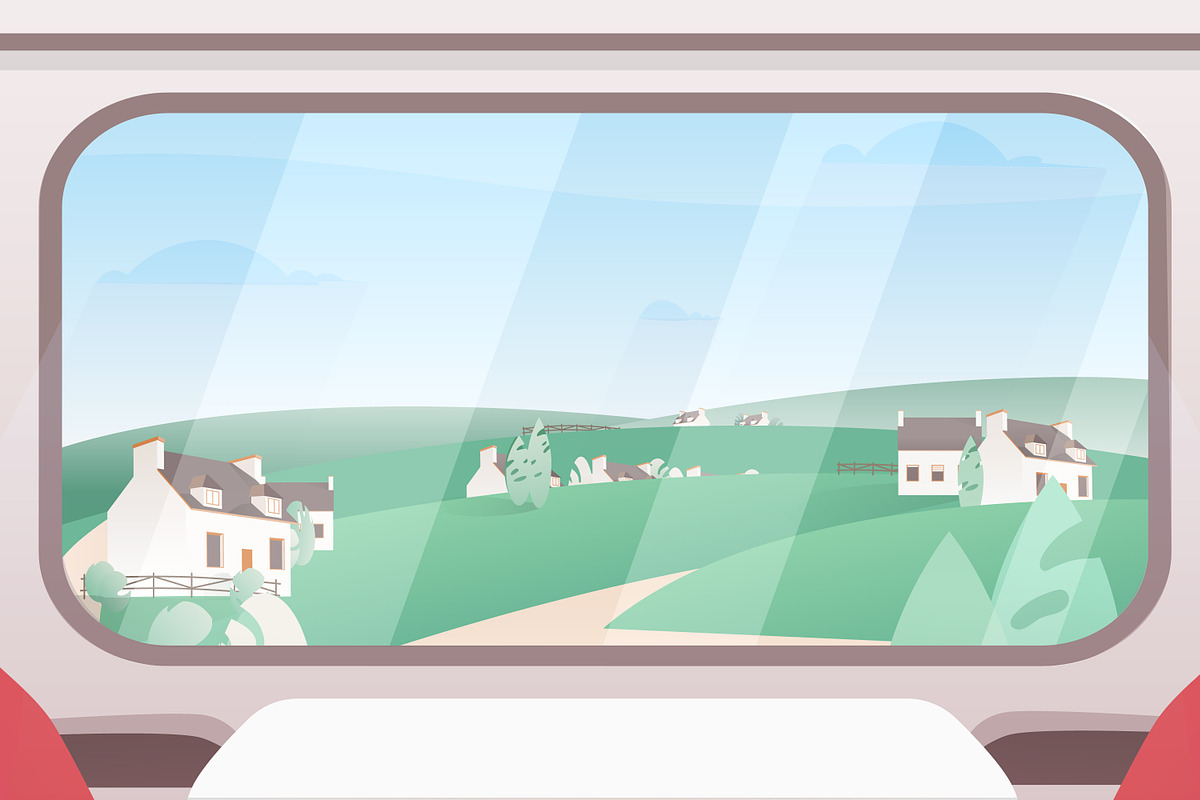 Train window view, a Transportation Illustration by Good Studio (Photo 2 of 3)