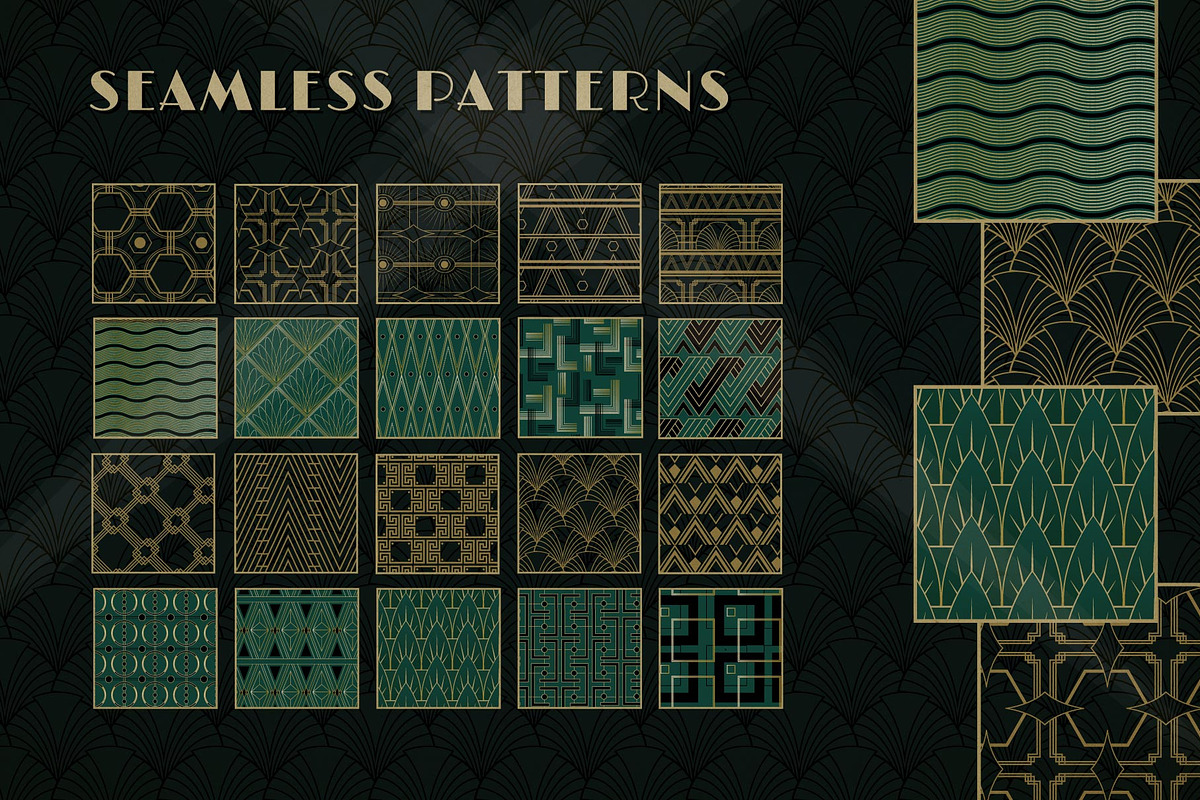 Complete Art Deco Graphics Bundle, a Texture Illustration by Wingsart Studio (Photo 11 of 12)