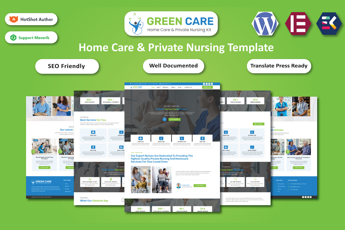 Home Care & Nursing Elementor, a Websites & App Template by HasnainDEV