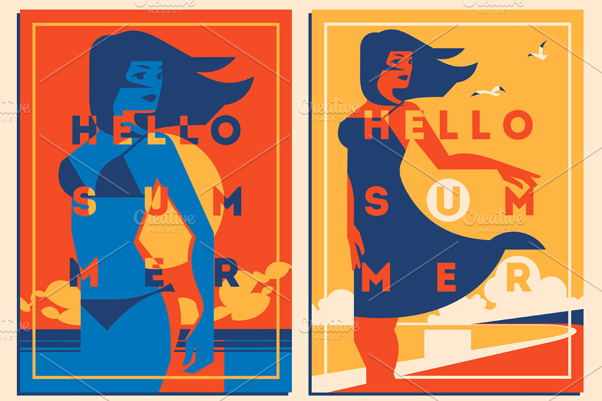 8 Summer Posters & Badges #2, a Decorative Illustration by Alexander Baidin (Photo 3 of 6)