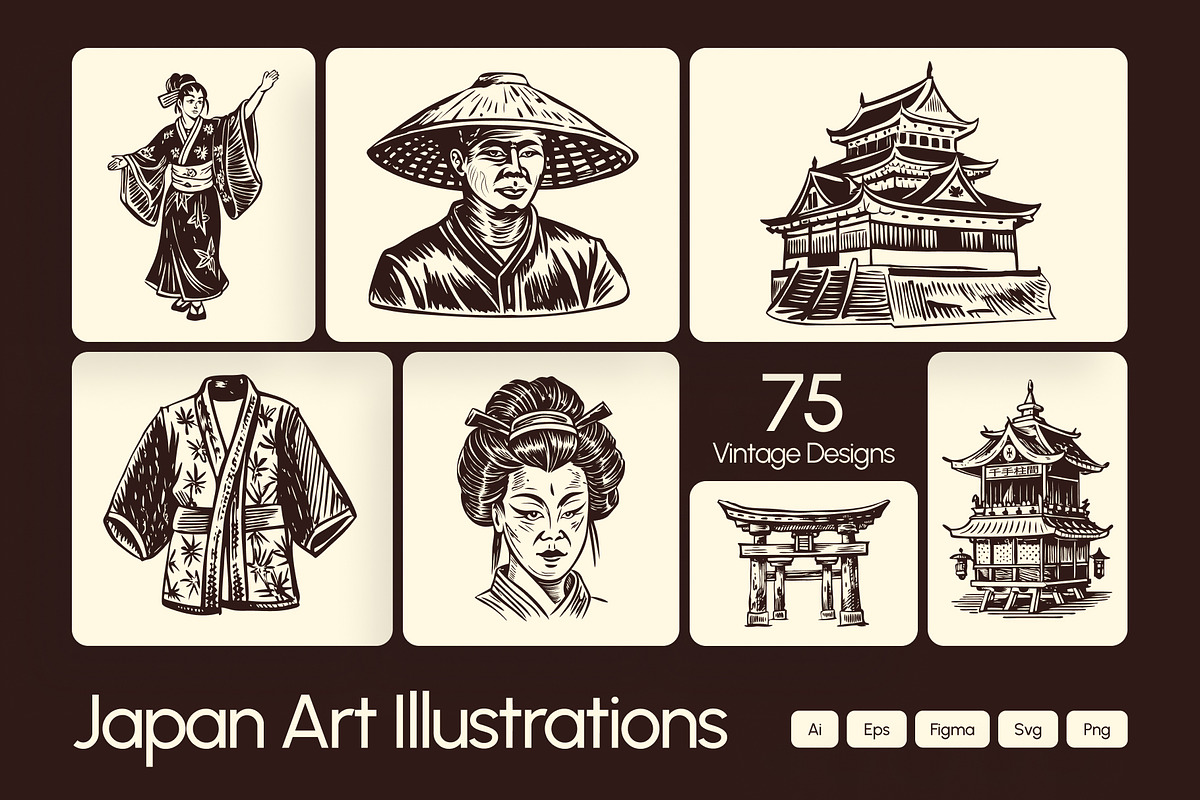 Vintage Japan Art Illustration, a Decorative Illustration by Creative Stall (Photo 1 of 10)
