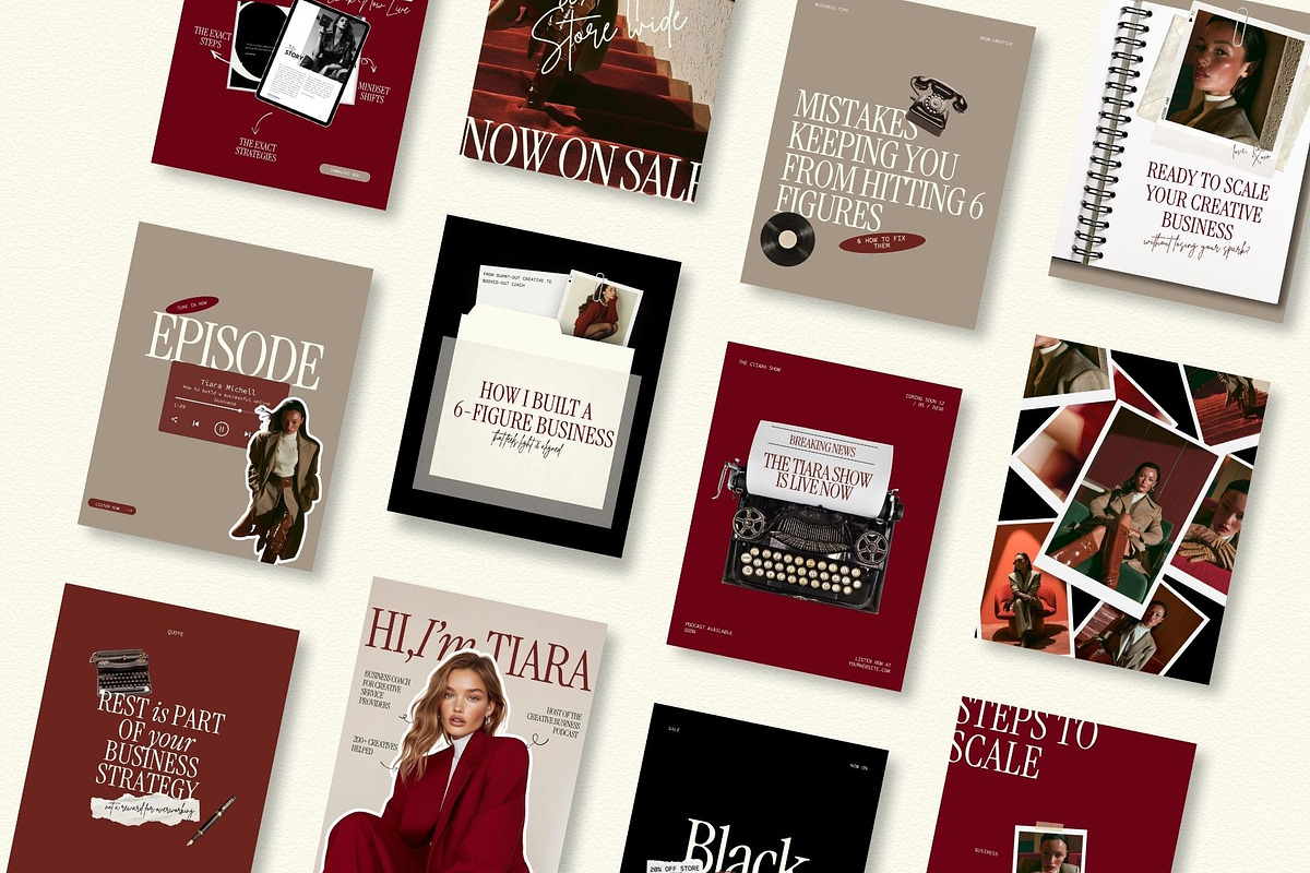 Burgundy Instagram Template, a Social Media Template by Row Creative (Photo 3 of 10)
