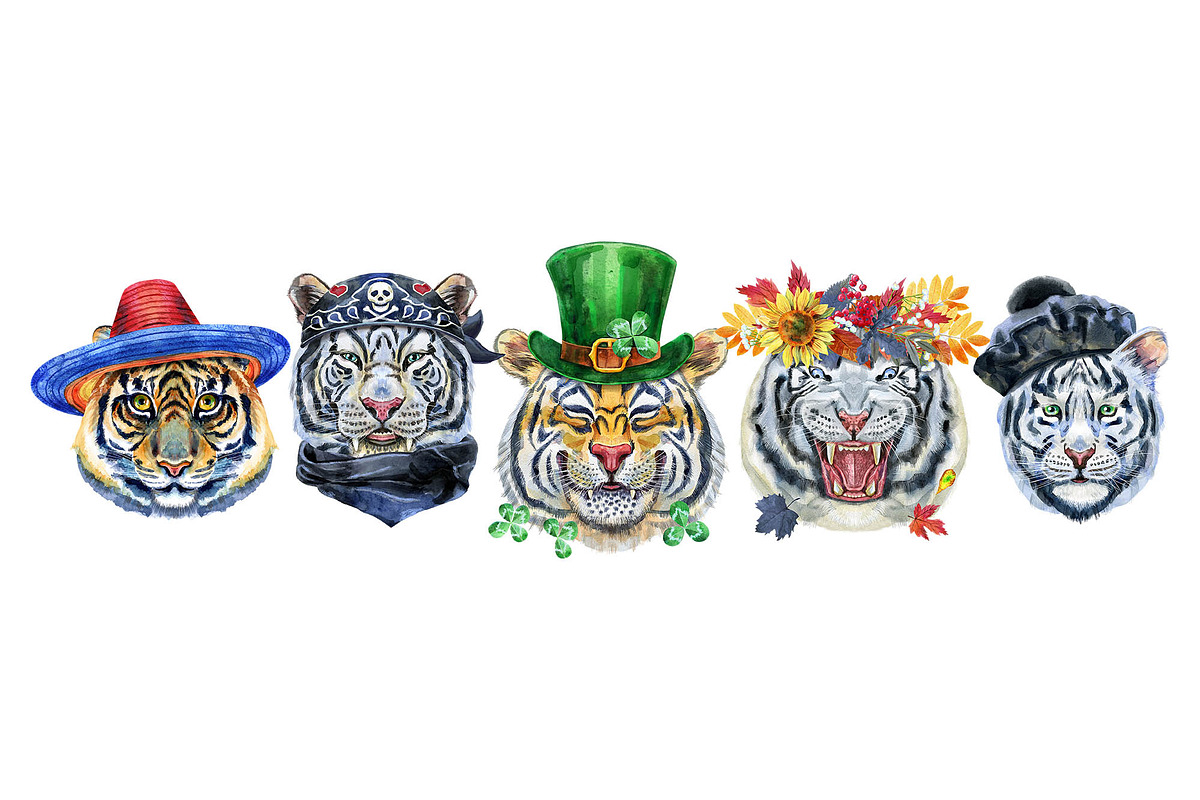 Watercolor borders from tigers, an Animal Illustration by Watercolor fantasy (Photo 3 of 7)