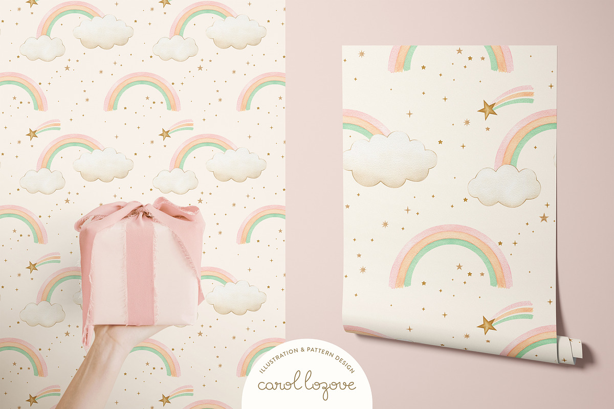 Watercolor Magic Rainbow Unicorn Set, a Decorative Illustration by Carol Lozove (Photo 48 of 74)