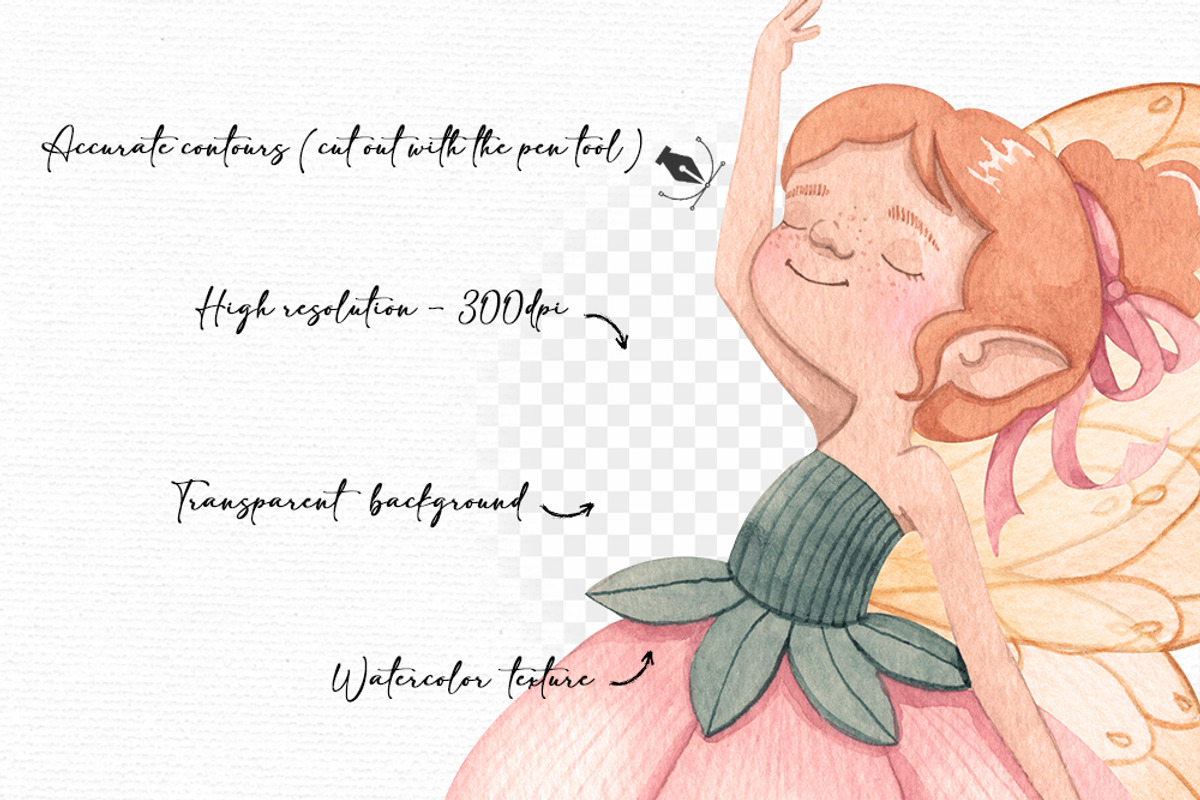 Fairy Garden Watercolor Clipart, an Illustration by Gau Silva Studio (Photo 3 of 5)