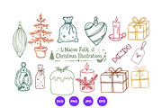 Christmas Hand Drawn Folk Art Set, a Seasonal Illustration by designvectx (Thumbnail 5 of 10)