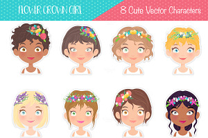 Flower Crown Girl Stickers