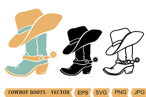 Cowboy Boots SVG, Cowboy Hat SVG