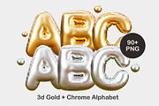 3d Golden&Chrome Inflated Letters, a Graphic by Letters-Shmetters (Thumbnail 1 of 9)