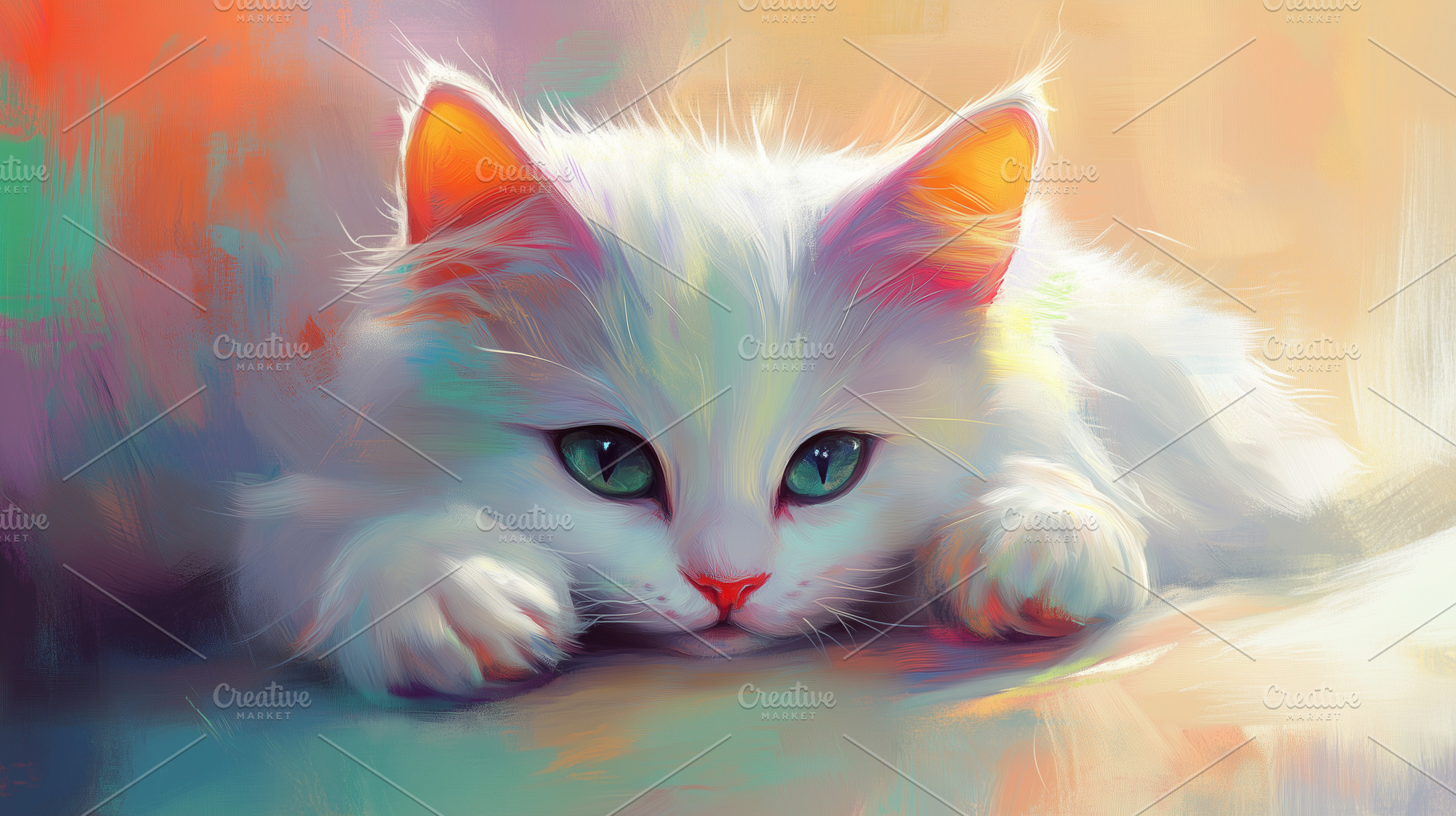 Artistic painting of a fluffy cat, an Animal Photo by MistyDay