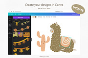 Llamas & Cactus clipart and patterns, an Animal Illustration by polikarpovaart (Thumbnail 2 of 11)