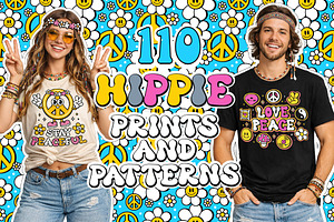 110 Hippie Prints & Seamless Pattern, a Decorative Illustration by Slavko Kahovsky