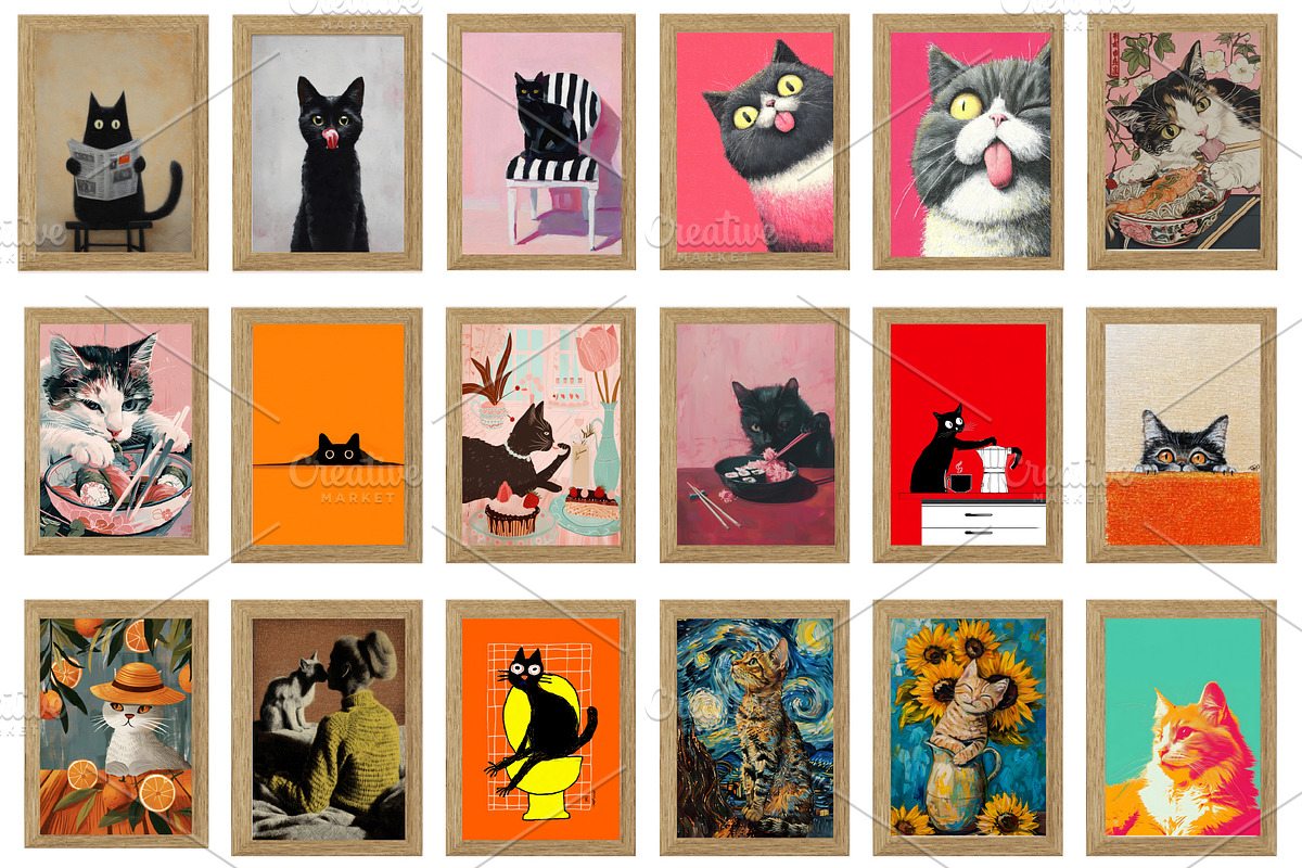 Cat Prints, Watercolor Cat Wall Art, an Animal Photo by Chipshpow Graphics (Photo 2 of 8)