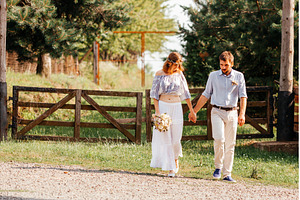 Eclectic rustic wedding couple