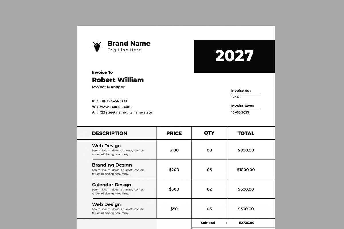 Invoice Template, a Stationery Template by MightyDesign (Photo 2 of 8)