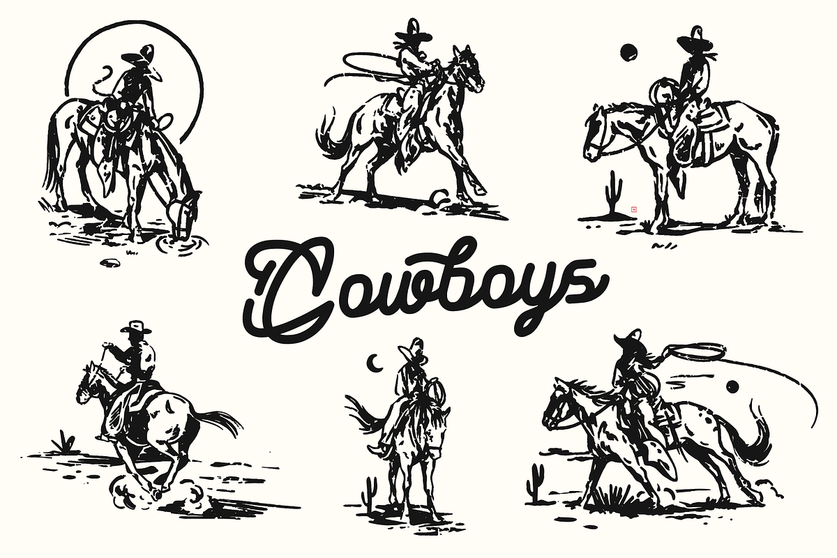 Cowboys - Western Illustration, an Animal Illustration by cmfgraphics (Photo 1 of 3)