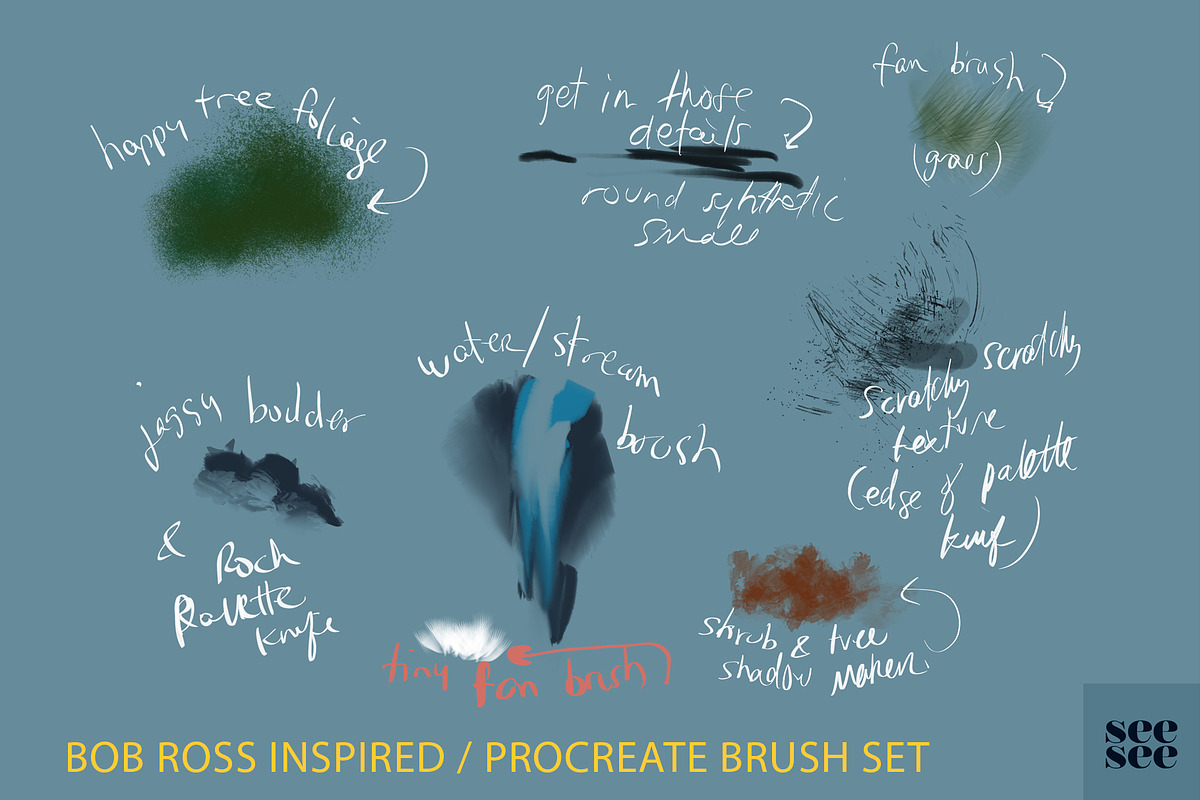 Bob Ross Inspired Procreate Brushes preview 8