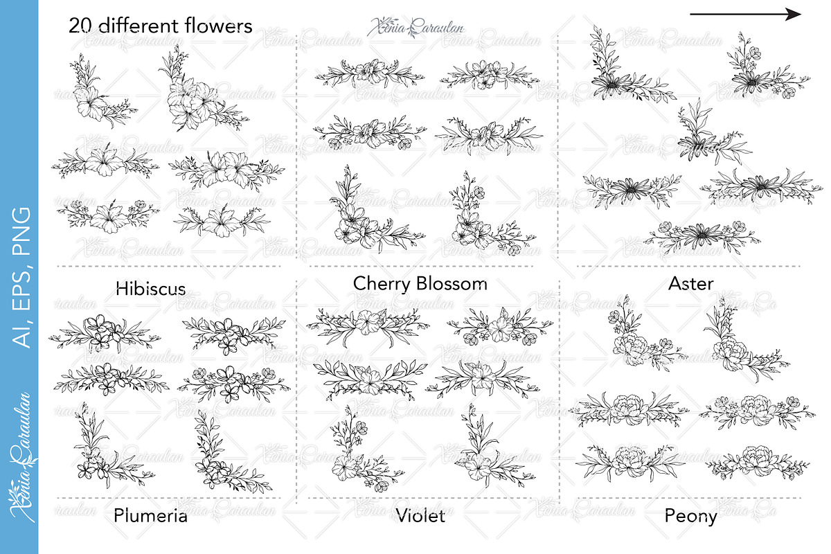 Fine Line Floral Borders SVG Bundle, a Decorative Illustration by CaraulanStore (Photo 2 of 10)
