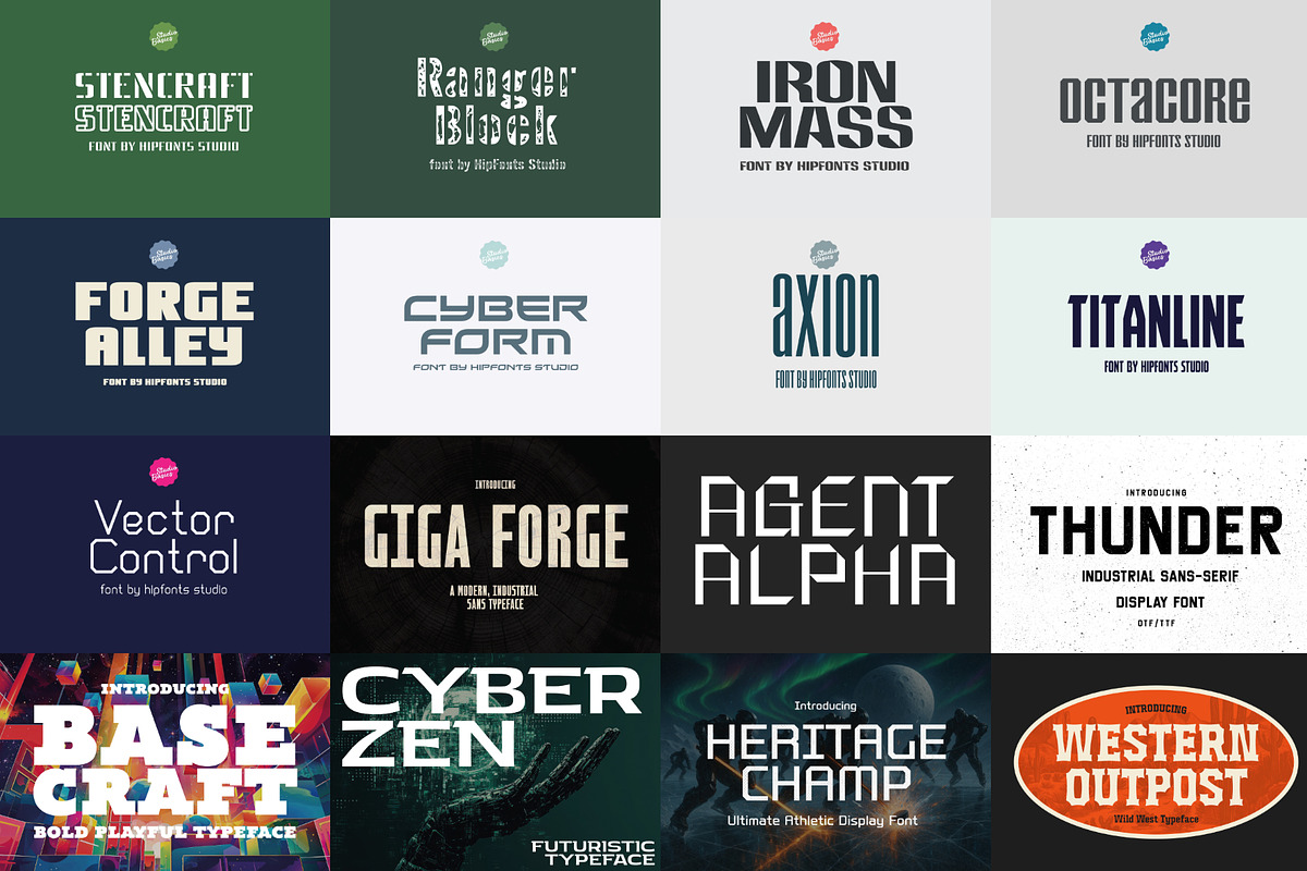 Military Font Bundle - 90 Fonts!, a Sans Serif Font by HipFonts (Photo 3 of 15)