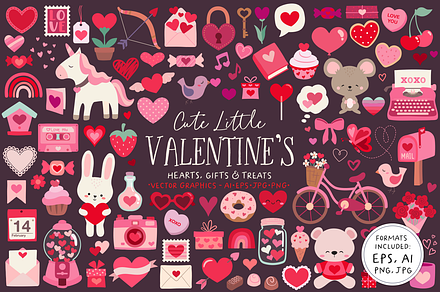 Cute little Valentine's Day Clipart, an Object Graphic by PixelPaperPrints