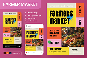 Farmer Market Flyer Set, a Flyer Template by Annora Studio