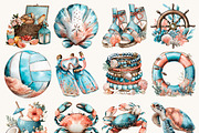 Watercolor Sun Kissed Summer Beach, a Seasonal Illustration by BusyDaydesign (Thumbnail 5 of 9)