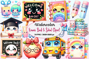 Kawaii Back to School Clipart Bundle, a Graphic by CitraGraphics