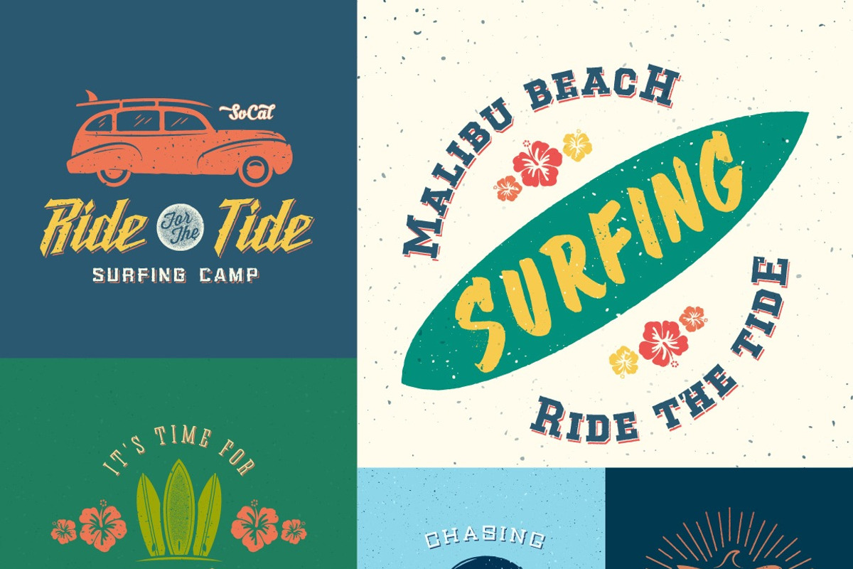 Vintage Surfing Labels/Logos Set, a Branding & Logo Template by Createvil (Photo 8 of 8)