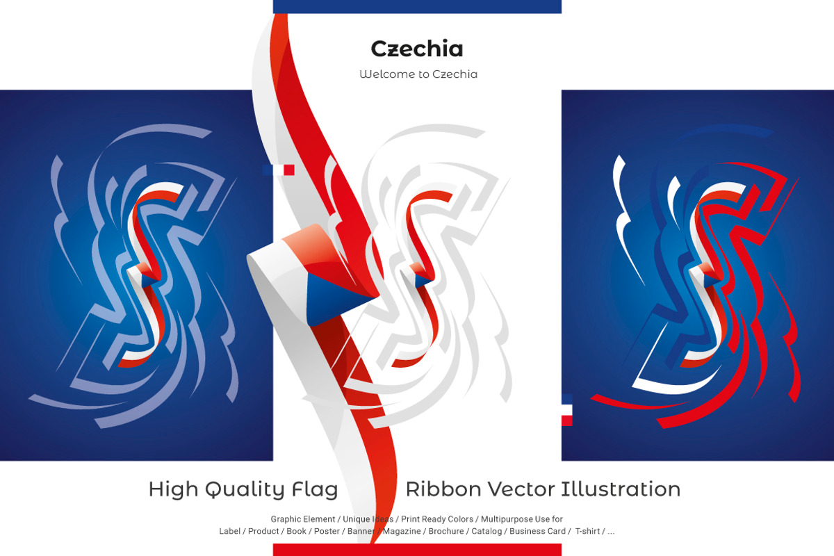 Czechia flag ribbon vector, a Templates & Theme by Simbos (Photo 2 of 9)