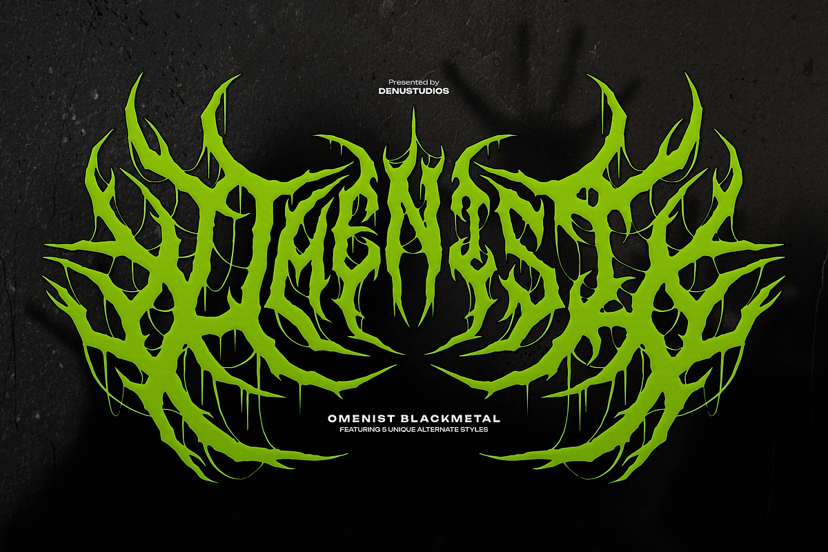 Omenist | Black Metal Typeface, a Blackletter Font by Denustudios (Photo 1 of 12)