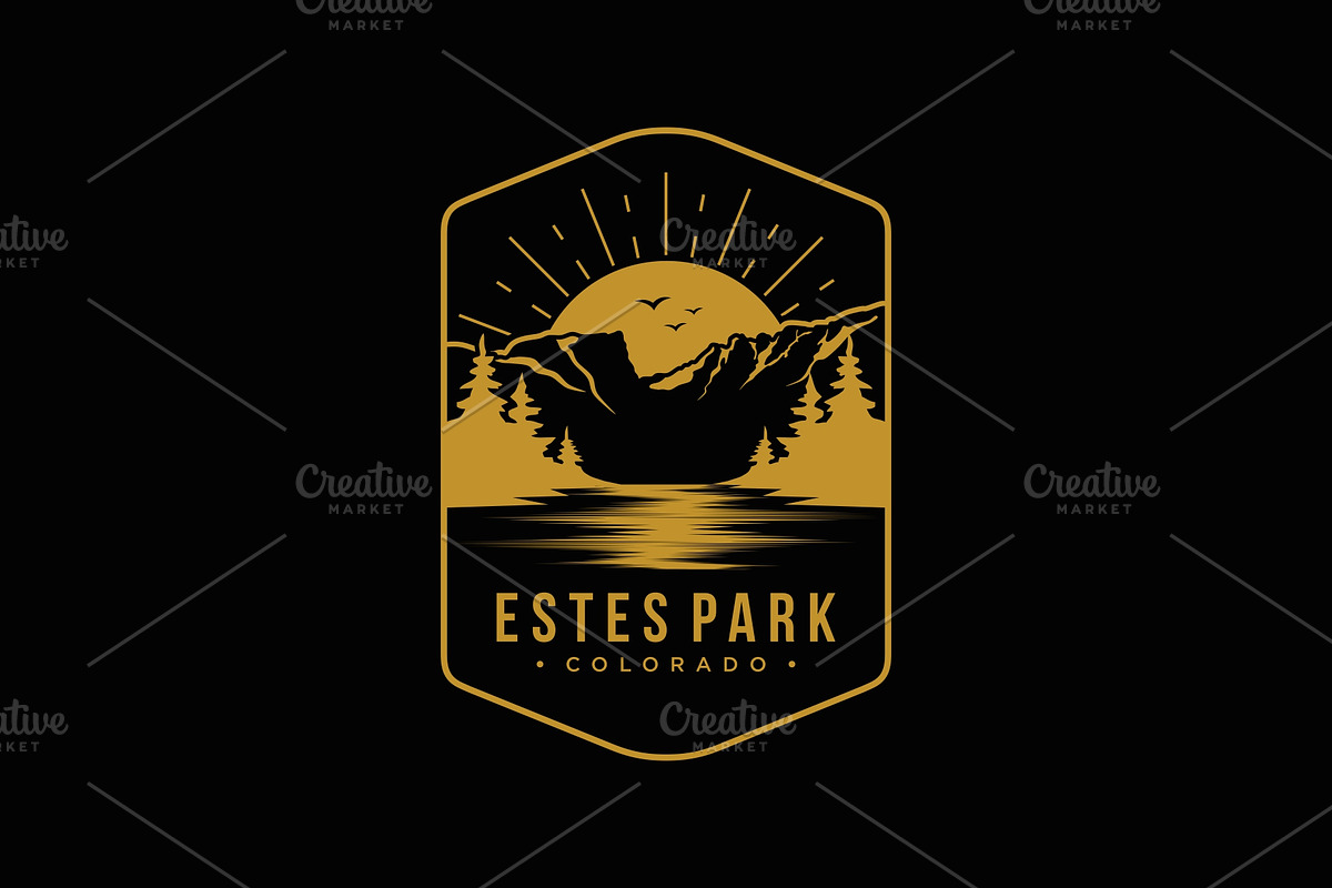Line art Este park National Park, a Branding & Logo Template by swarnstudio