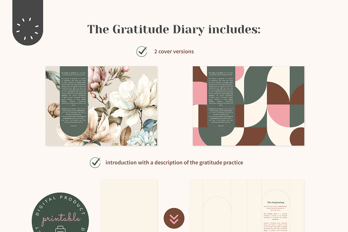 Digital Grateful Diary in PDF, a Stationery Template by Mocca Mockups Store (Photo 6 of 10)