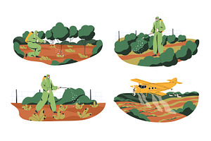 Pesticide and chemical treatment set, a Person Illustration by Good Studio