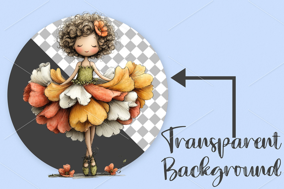 Whimsical Girl & Flower Spring PNG, an Illustration by Canvas Craft (Photo 2 of 7)