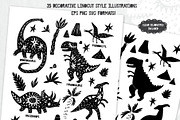 Linocut Dinosaurs Silhouettes, a Graphic by PicByKate (Thumbnail 2 of 8)