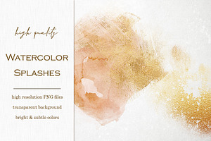 Watercolor Splashes With Gold Dust