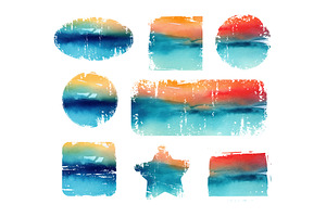 Watercolor blue and red color design, an Illustration by Nenahliadava Design