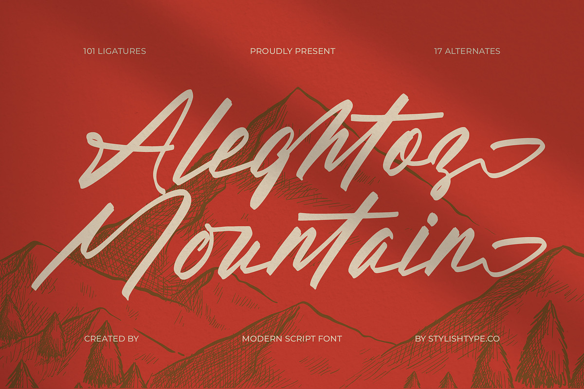 Aleghtoz Mountain Modern Script Font, a Script Font by stylishtype.co (Photo 1 of 20)