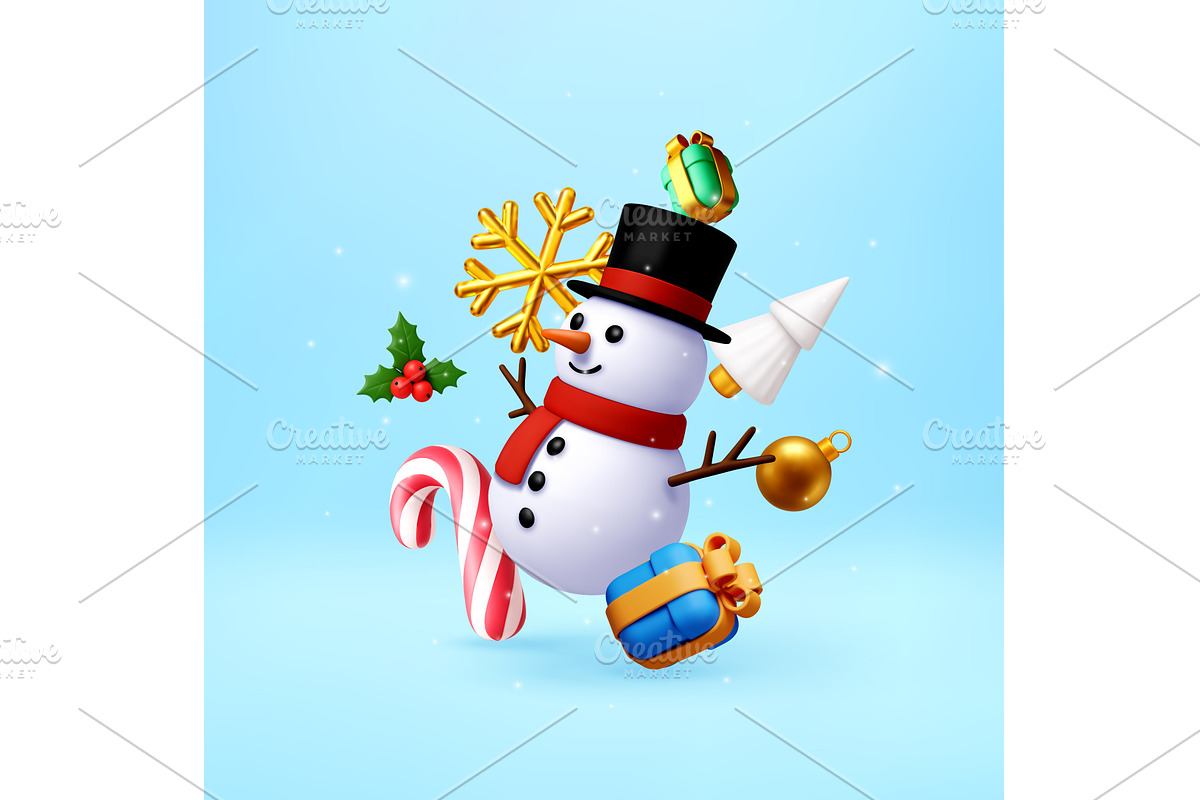 3D snowma by Christmas and New Year, an Object Illustration by Abscent