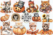 Watercolor Autumn Kitten Clipart, an Illustration by CraftArtStudio (Thumbnail 1 of 6)